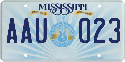 MS license plate AAU023