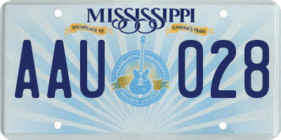 MS license plate AAU028