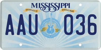 MS license plate AAU036