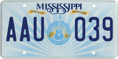 MS license plate AAU039