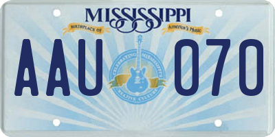 MS license plate AAU070