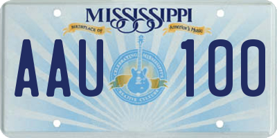 MS license plate AAU100