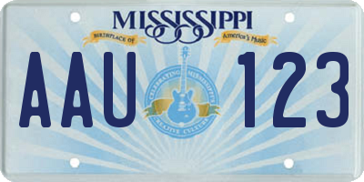 MS license plate AAU123