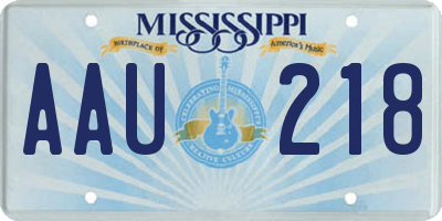 MS license plate AAU218