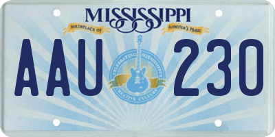 MS license plate AAU230