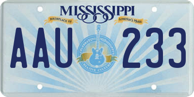 MS license plate AAU233