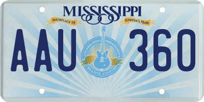 MS license plate AAU360