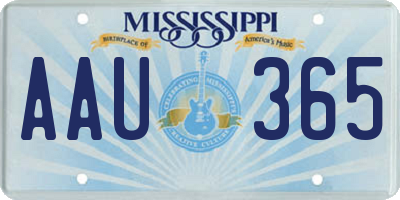 MS license plate AAU365