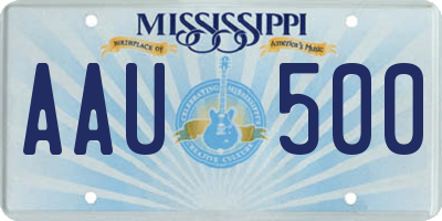 MS license plate AAU500