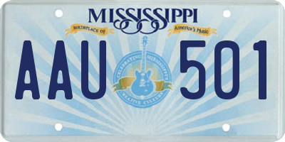 MS license plate AAU501