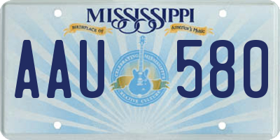 MS license plate AAU580