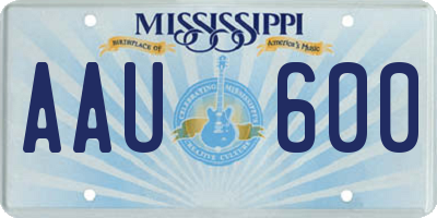 MS license plate AAU600