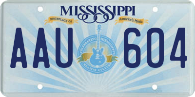 MS license plate AAU604