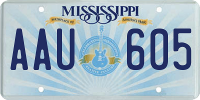 MS license plate AAU605