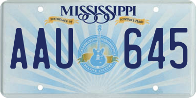 MS license plate AAU645