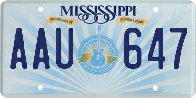 MS license plate AAU647