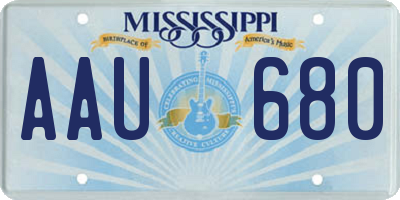 MS license plate AAU680