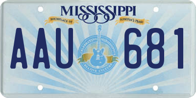 MS license plate AAU681