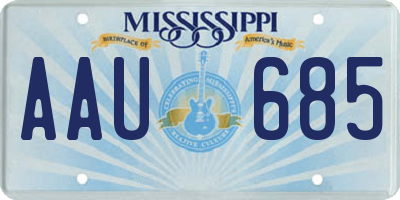 MS license plate AAU685