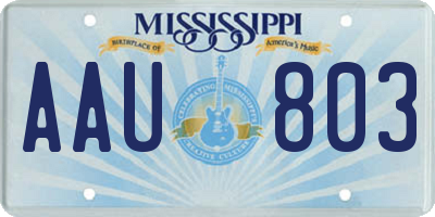 MS license plate AAU803