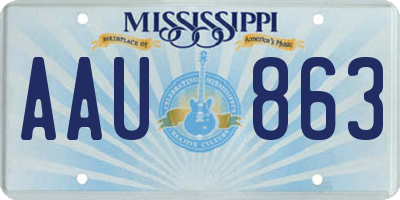 MS license plate AAU863