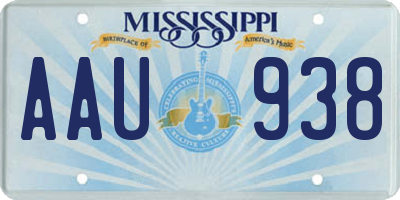 MS license plate AAU938