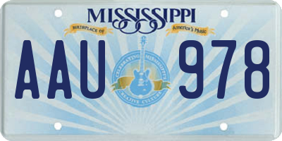 MS license plate AAU978