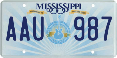 MS license plate AAU987