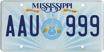 MS license plate AAU999