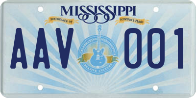 MS license plate AAV001