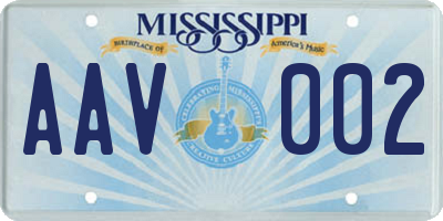 MS license plate AAV002