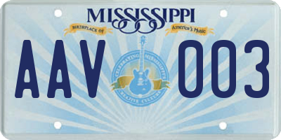 MS license plate AAV003