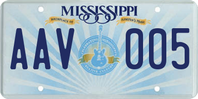 MS license plate AAV005