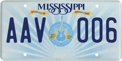 MS license plate AAV006