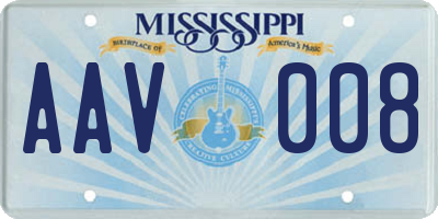 MS license plate AAV008