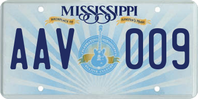 MS license plate AAV009