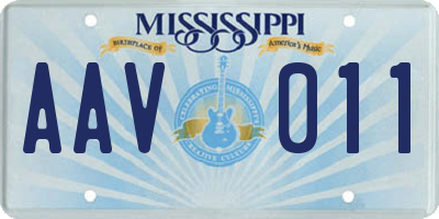 MS license plate AAV011