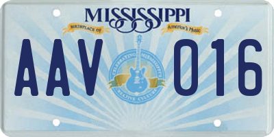 MS license plate AAV016