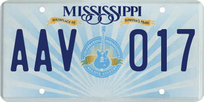 MS license plate AAV017