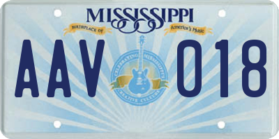 MS license plate AAV018