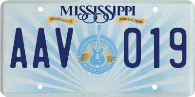 MS license plate AAV019