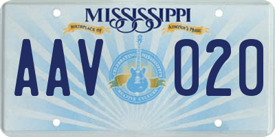 MS license plate AAV020