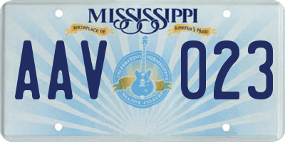 MS license plate AAV023