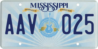 MS license plate AAV025