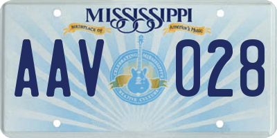 MS license plate AAV028