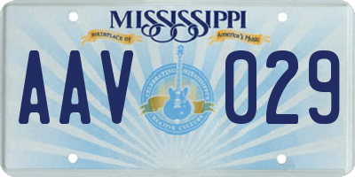 MS license plate AAV029