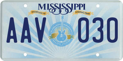 MS license plate AAV030