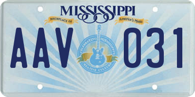 MS license plate AAV031