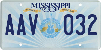 MS license plate AAV032