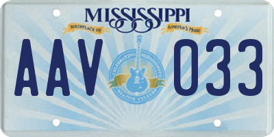 MS license plate AAV033